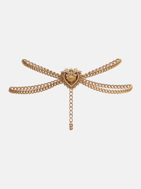 DG faux pearl-embellished chain belt