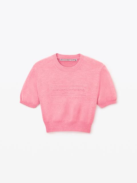 Pink Cotton-Blend Chenille Logo Pullover