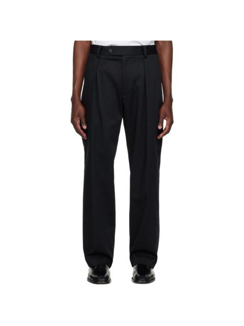 Navy Zip Stretch Cotton Trousers