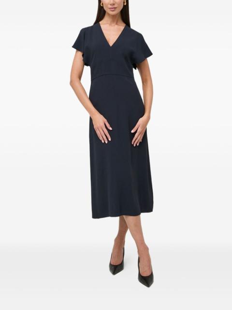 flutter-sleeve V-neck midi dress