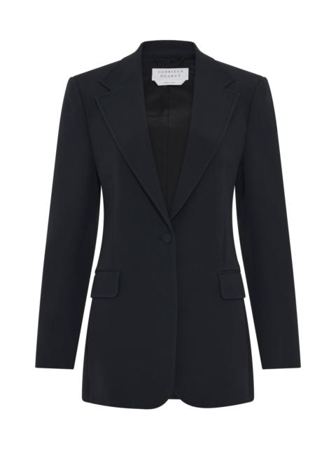 Orren Blazer in Black Silk Wool Cady