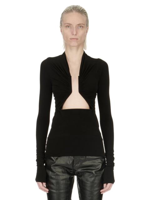 Cutout ruched stretch-jersey top