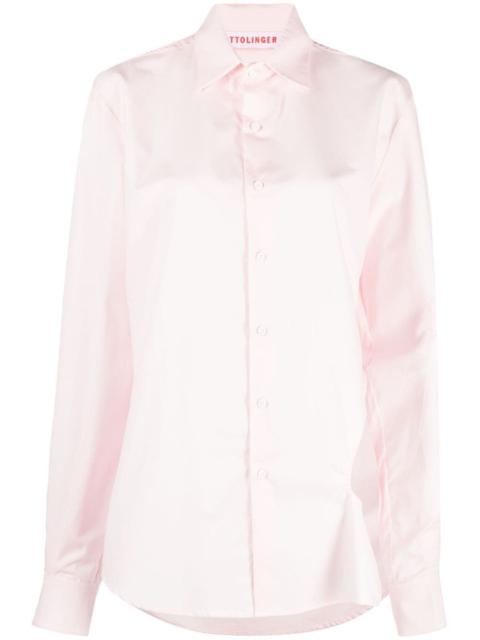 cut-out long-sleeve shirt