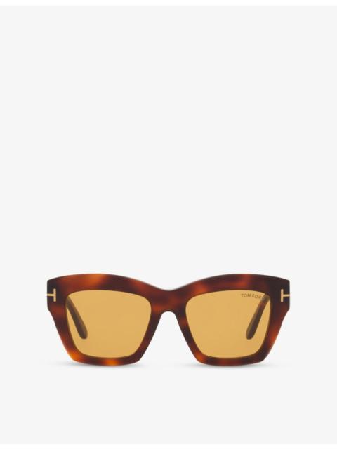 FT1191 Luna Rectangle-Frame Acetate Sunglasses