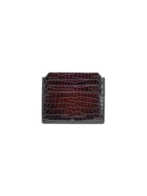 Dark brown alligator leather credit card holder