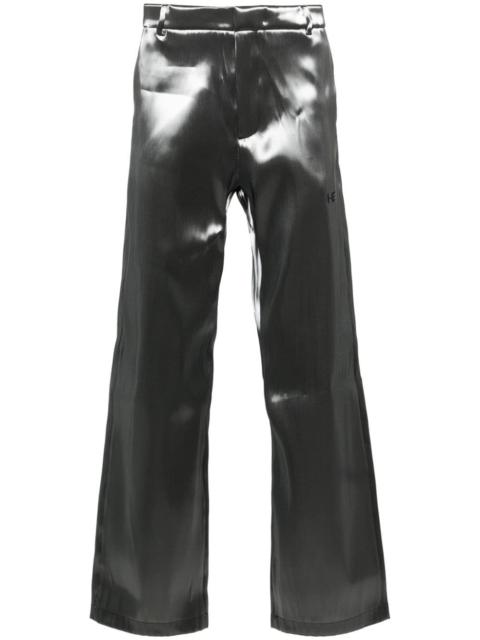 moire-effect trousers
