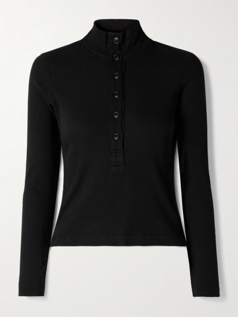 Sheena Ribbed Stretch-cotton And Lyocell-blend Henley Top