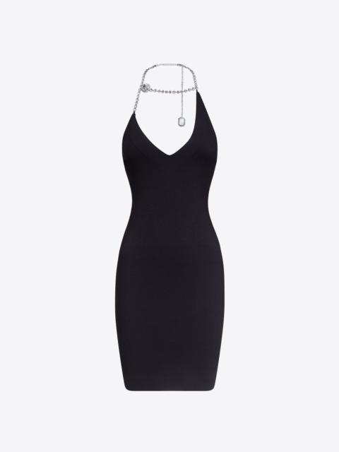 CRYSTAL HALTER MINI DRESS