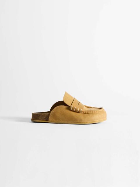 WOMENS STITCH LOAFER MULES IN MUSTARD