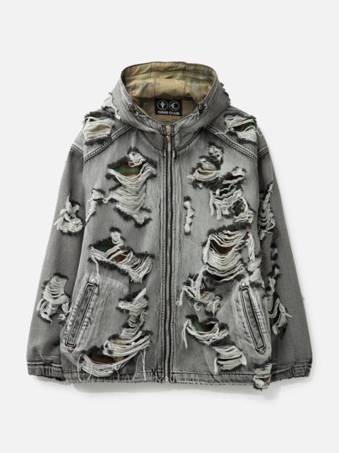 HELL DENIM CAMO HOODED ZIP-UP