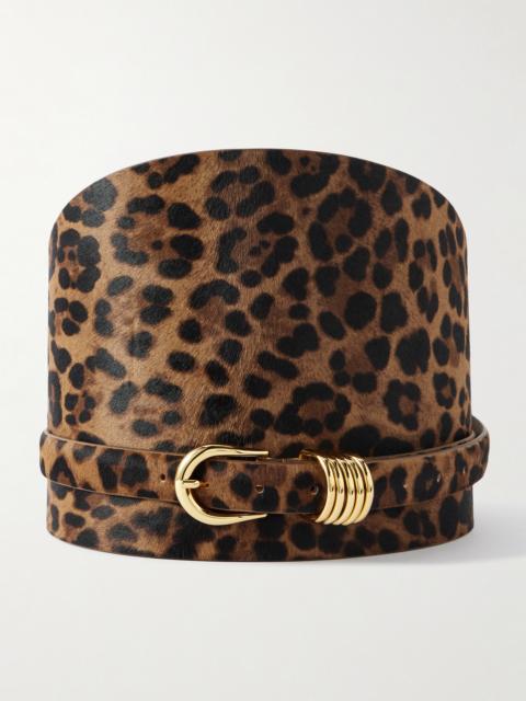 Leopard-print Calf Hair Waist Belt