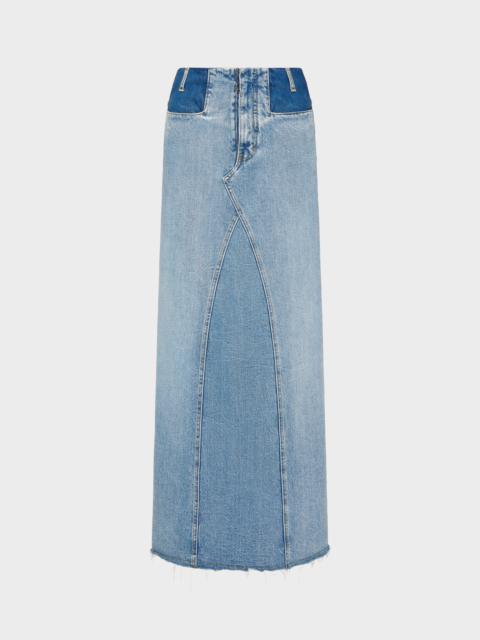 Two-Tone Denim Maxi Skirt