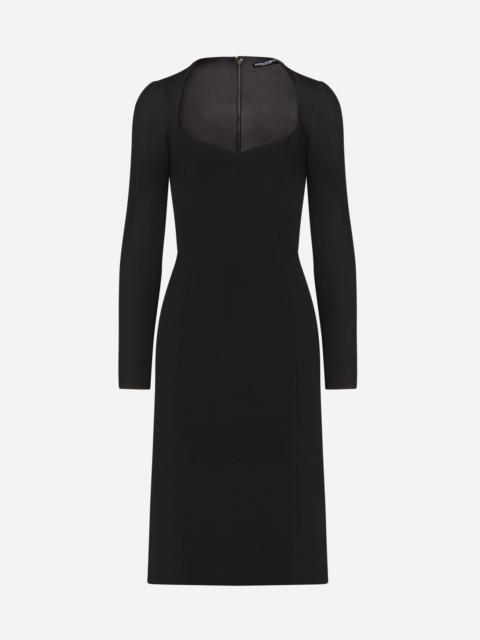 Long-sleeved cady midi dress