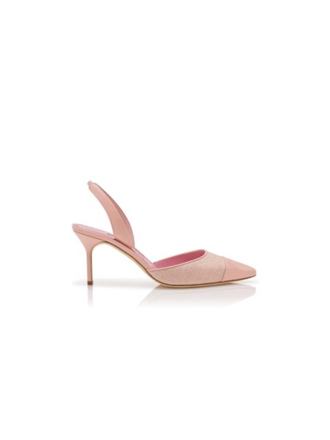 Light Pink Linen Slingback Pumps