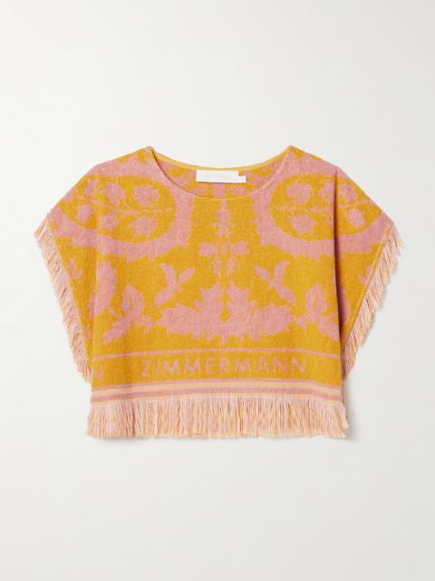 Wylie Cropped Frayed Cotton-terry Jacquard Top