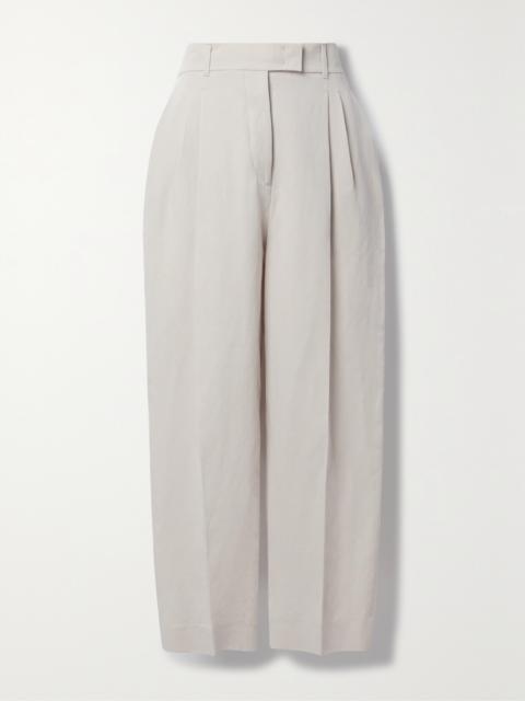 Wybie Cropped Pleated Wool-blend Twill Wide-leg Pants