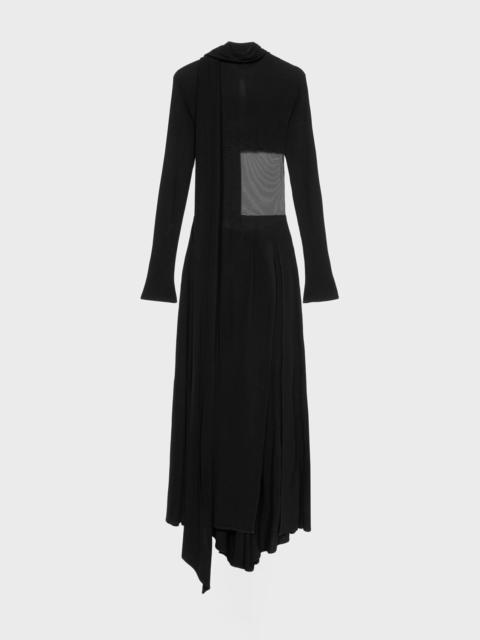 LONG JERSEY DRESS WITH TULLE INSERT