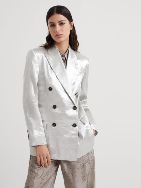 Sparkling linen gabardine blazer with monili