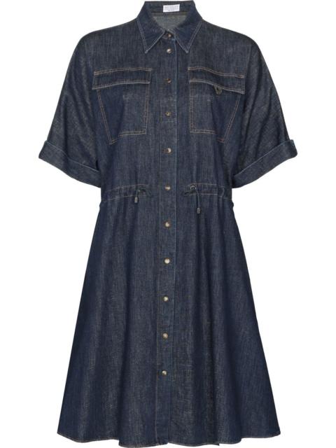 denim midi shirt dress