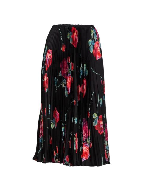 pleated floral print skirt