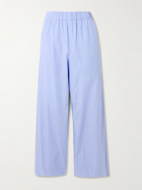 Arden Pinstriped Cotton-poplin Wide-leg Pants