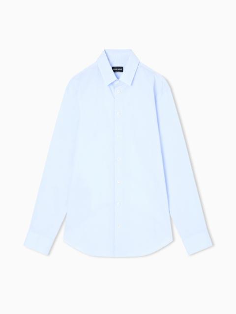 SLIM-FIT SHIRT IN STRIPED STRETCH COTTON-BLEND JERSEY