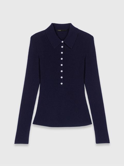 Polo collar ribbed jumper