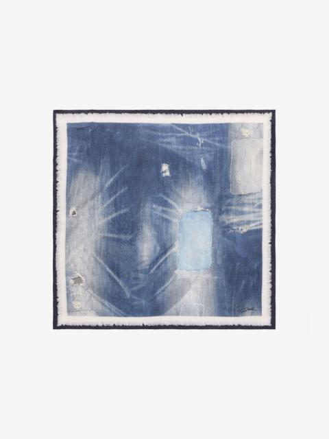 Silk Scarf with Denim Patchwork Print