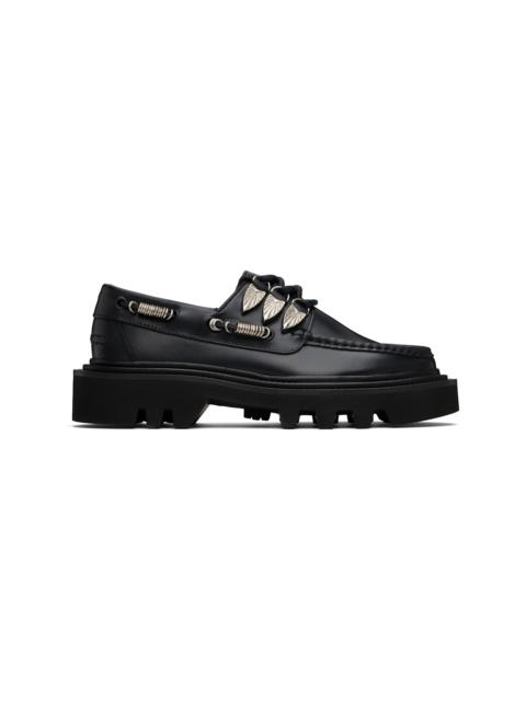 Black Hard Leather Boat Shoes