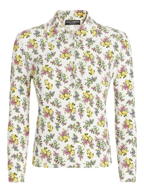 floral-print polo shirt