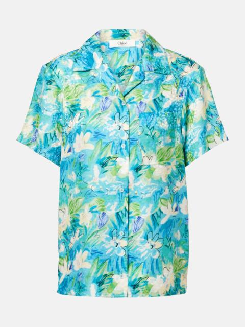 Floral cotton-blend bowling shirt