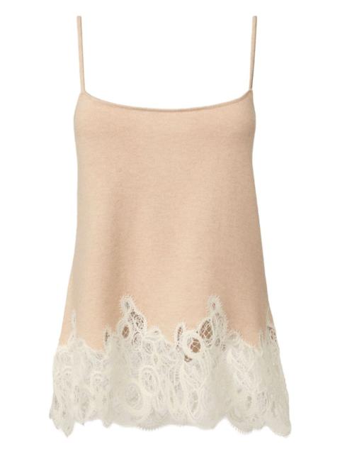 lace-trimmed knitted tank top
