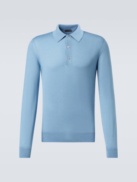 Cashmere and silk polo shirt