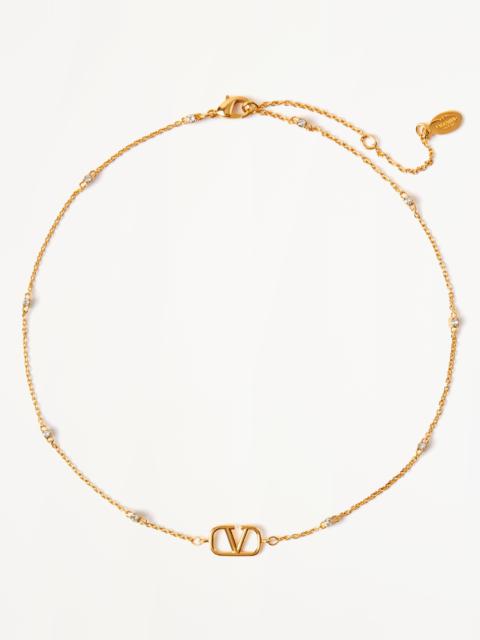 MINI VLOGO SIGNATURE NECKLACE IN METAL AND SWAROVSKI® CRYSTALS