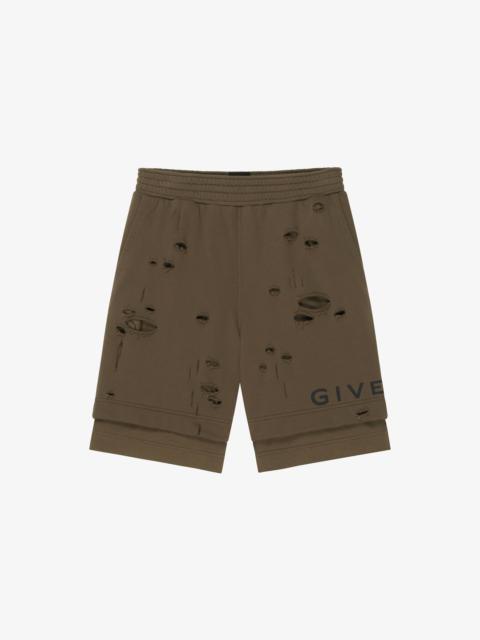 GIVENCHY BERMUDA SHORTS IN FELPA WITH DESTROYED EFFECT