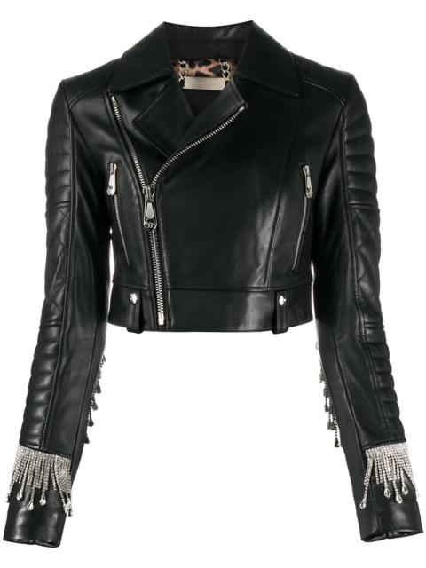 crystal-fringe biker jacket