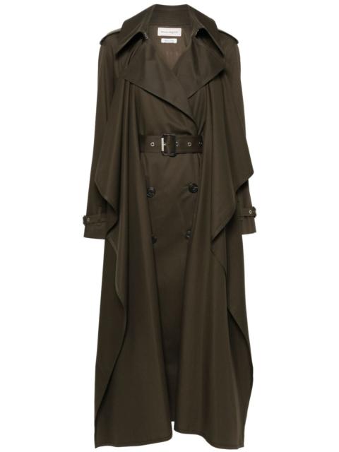 draped belted trench coat