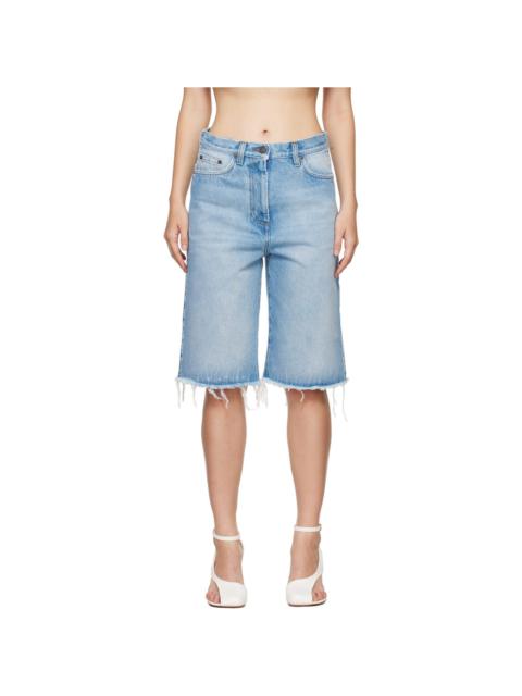 Blue Frayed Edge Denim Shorts