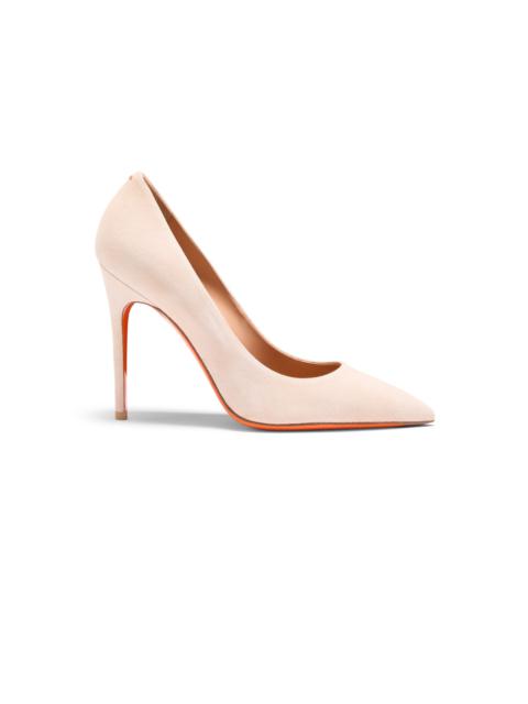 Women's pink suede high-heel pump