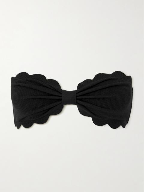 Antibes Scalloped Recycled-seersucker Bikini Top