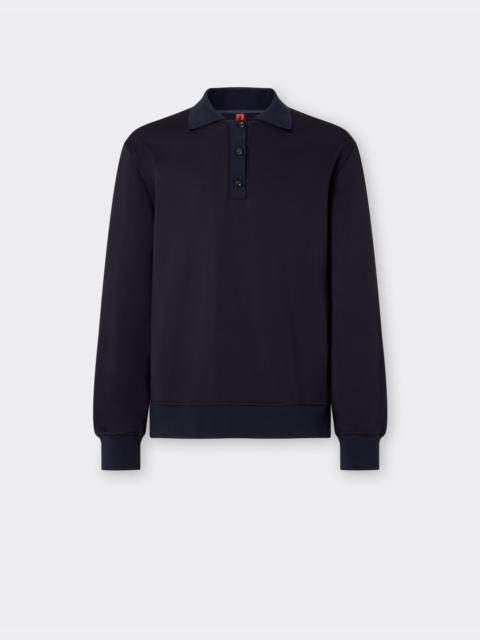 Long-sleeved polo shirt in Milano-rib jersey