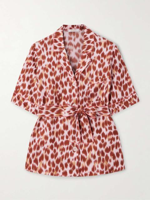 Fauve Tlemeda silk-twill printed pajama shirt Red