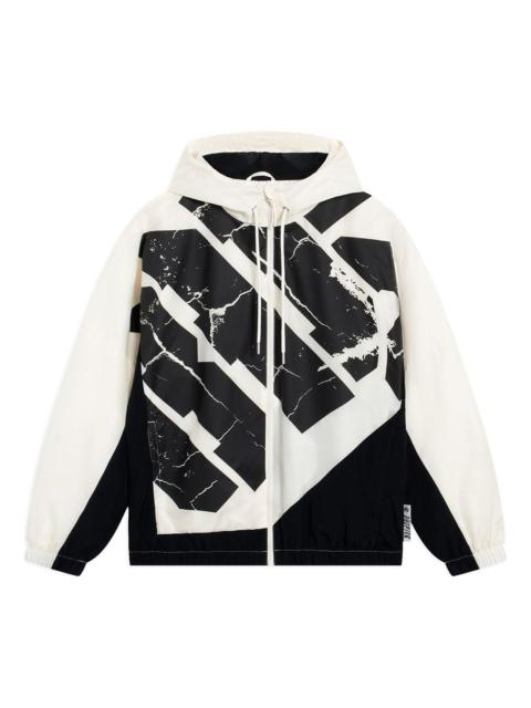 Li-Ning BadFive Woven Hooded Windbreaker 'White Black' AFDT059-3