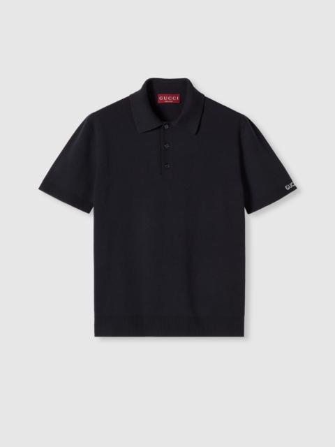 Silk cotton knit polo shirt