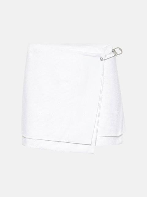 Cotton-blend tweed wrap miniskirt