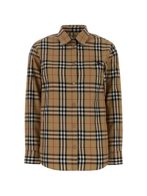 embroidered check-pattern shirt