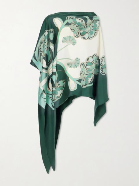 Draped Printed Silk-twill Blouse