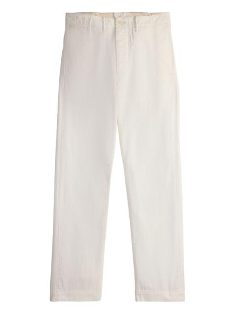 button-fastening cotton trousers