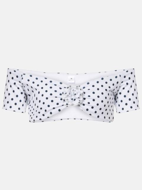 Stefani polka-dot off-shoulder crop top