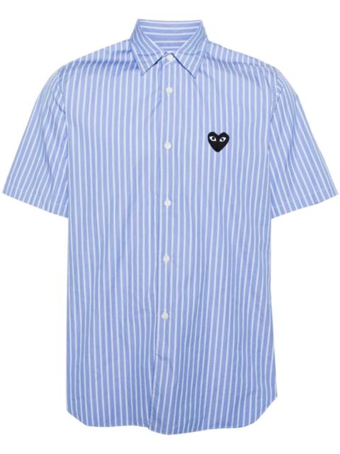Heart-patch striped shirt